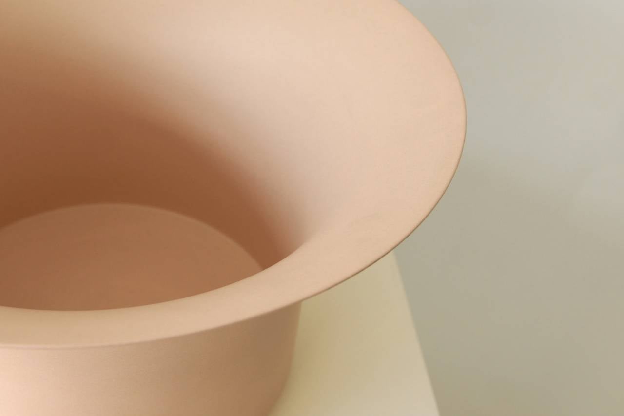 Minimalist Big Glazed Stoneware Bowl in Pink Engobe, Unicum by Geert Lap