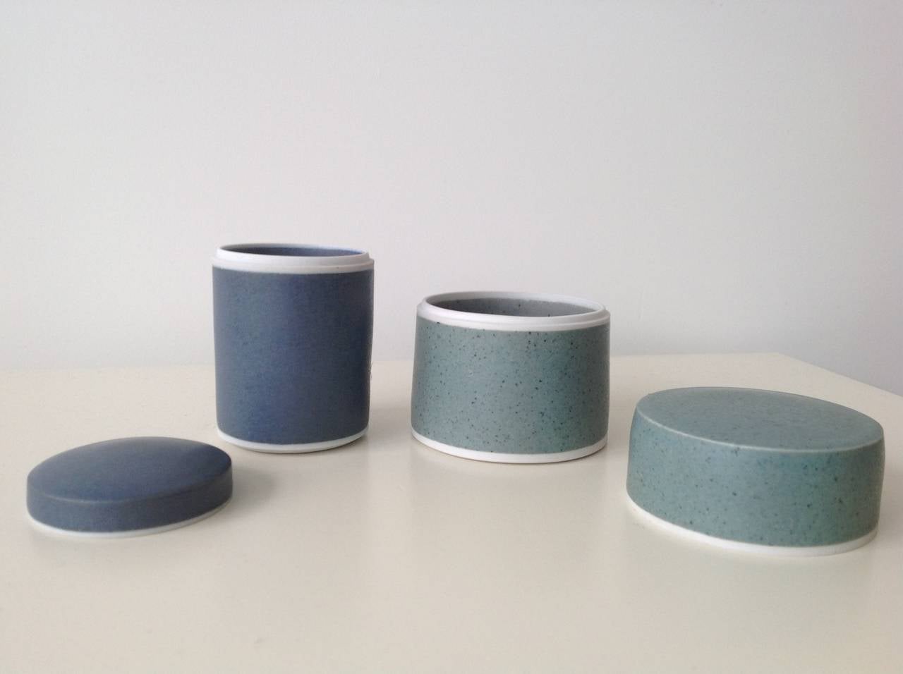 Minimalist Two Glazed Porcelain Boxes by Geert Lap