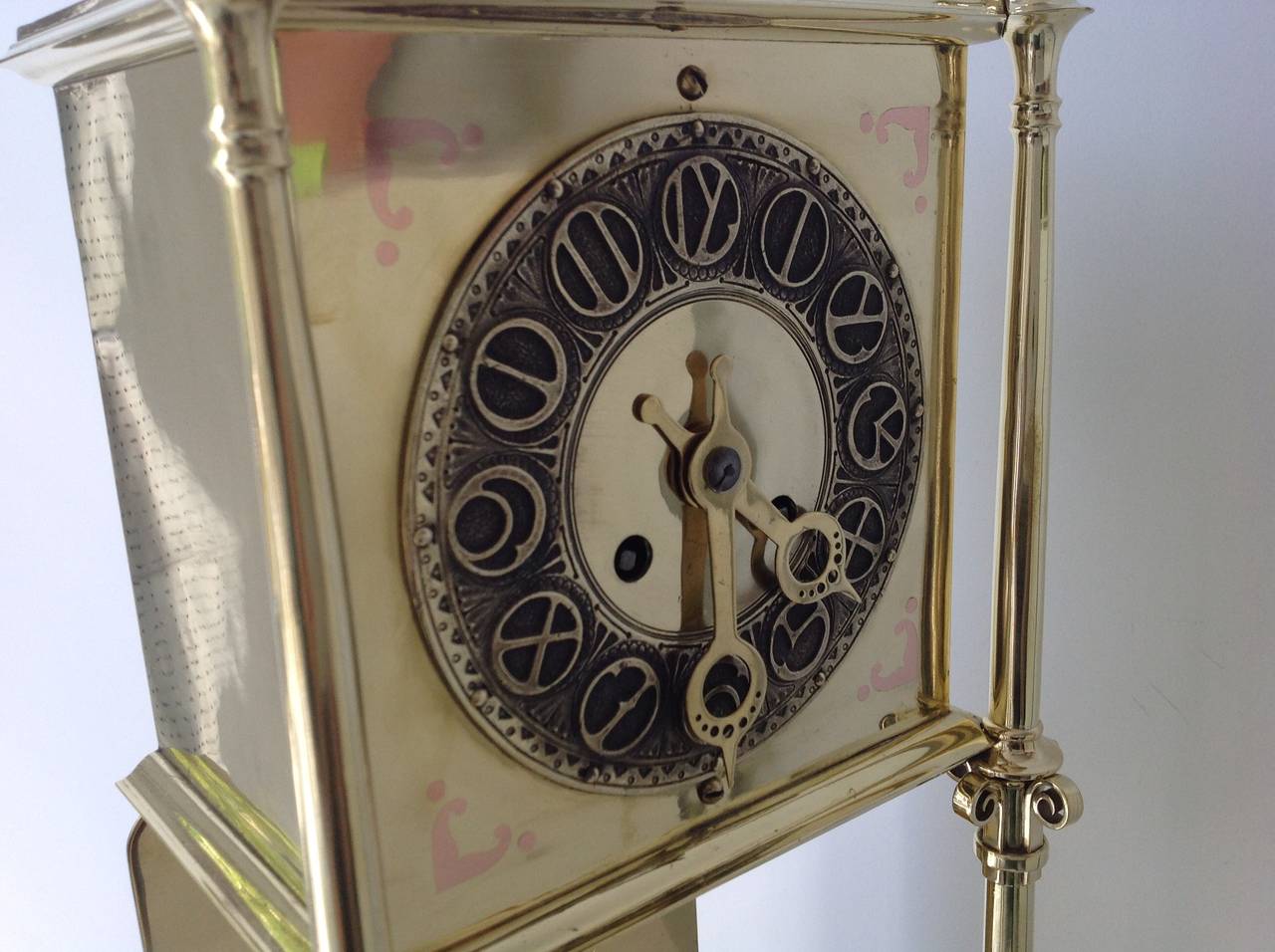 Polished Brass Clock Dutch Art Nouveau, 1903 For Sale