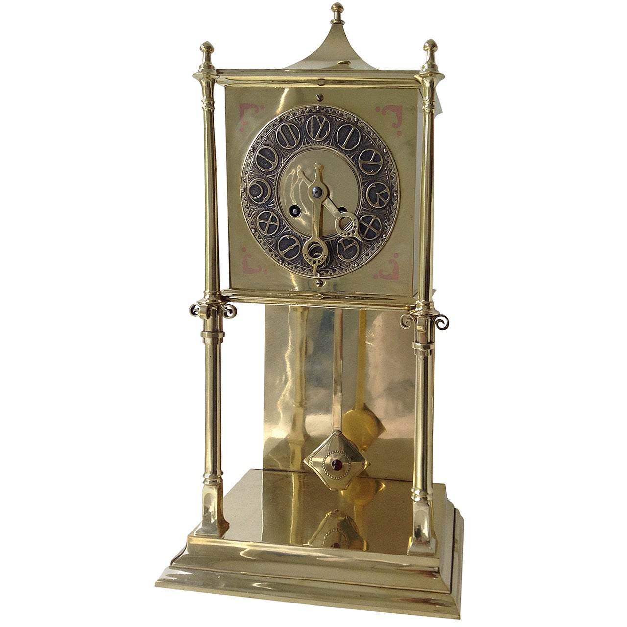 Brass Clock Dutch Art Nouveau, 1903 For Sale