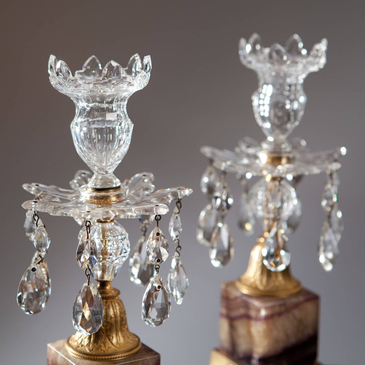 Fine Pair of Regency Period Blue John Candlesticks
