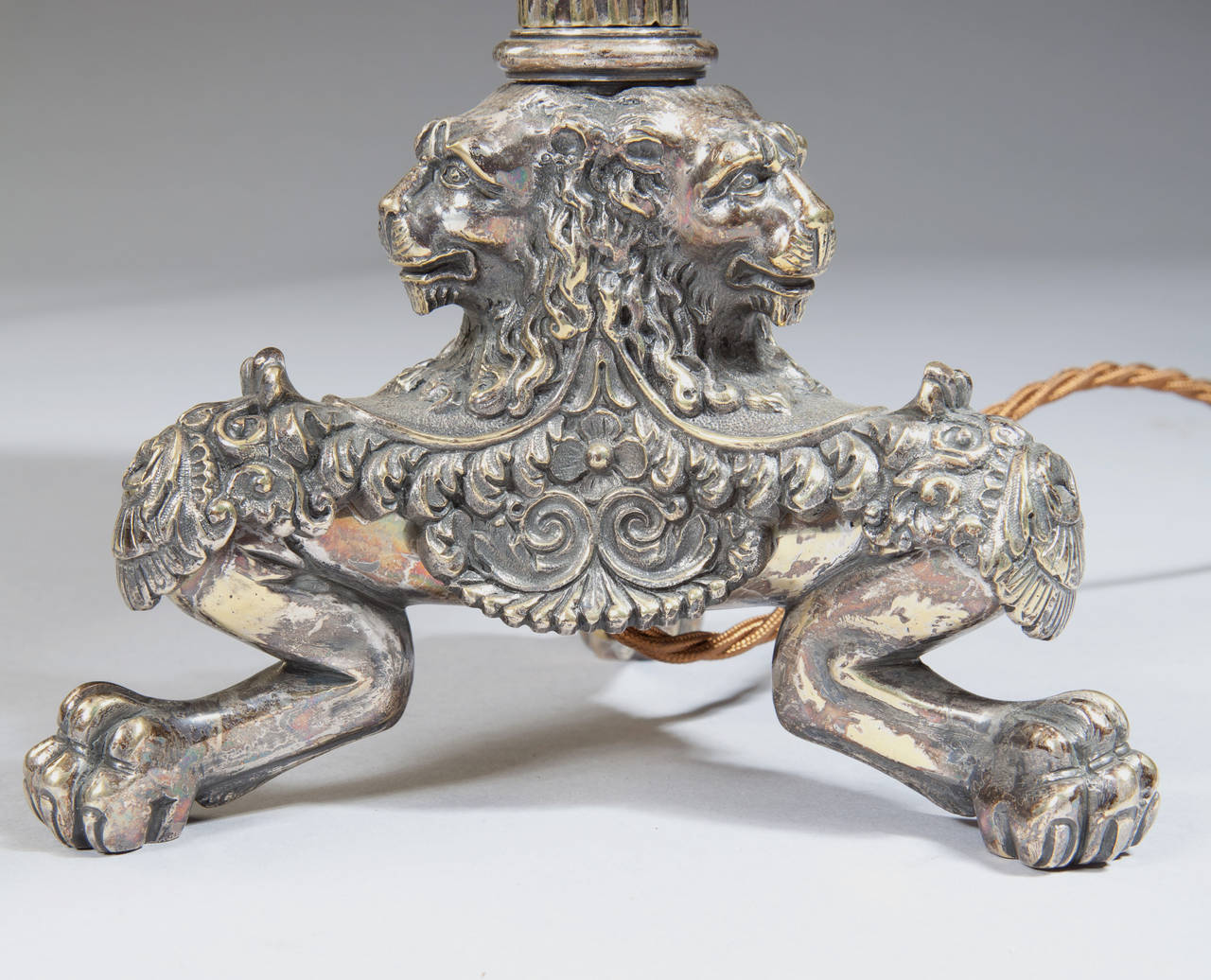 Pair of Silver Plated Column Lamps