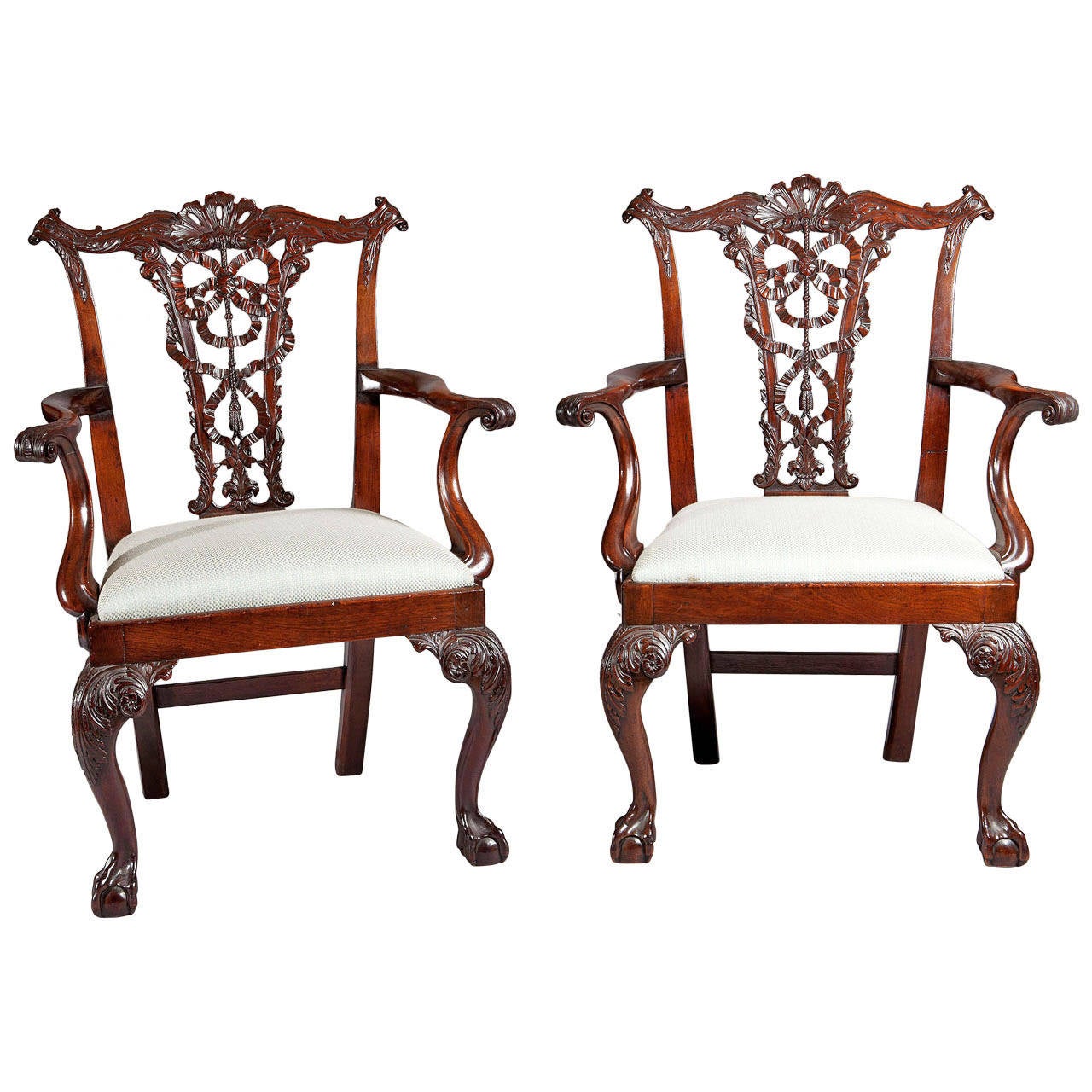 Fine Pair of Chippendale Mahogany Dining Chairs For Sale at 1stdibs