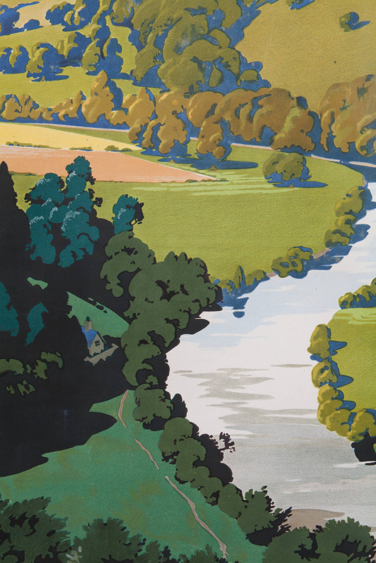 Mid-Century Modern Rare Post-War Railway Promotional Poster for Travel to the Wye Valley