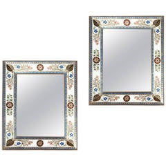Fine Pair of French Charles X Verre Eglomise Mirrors