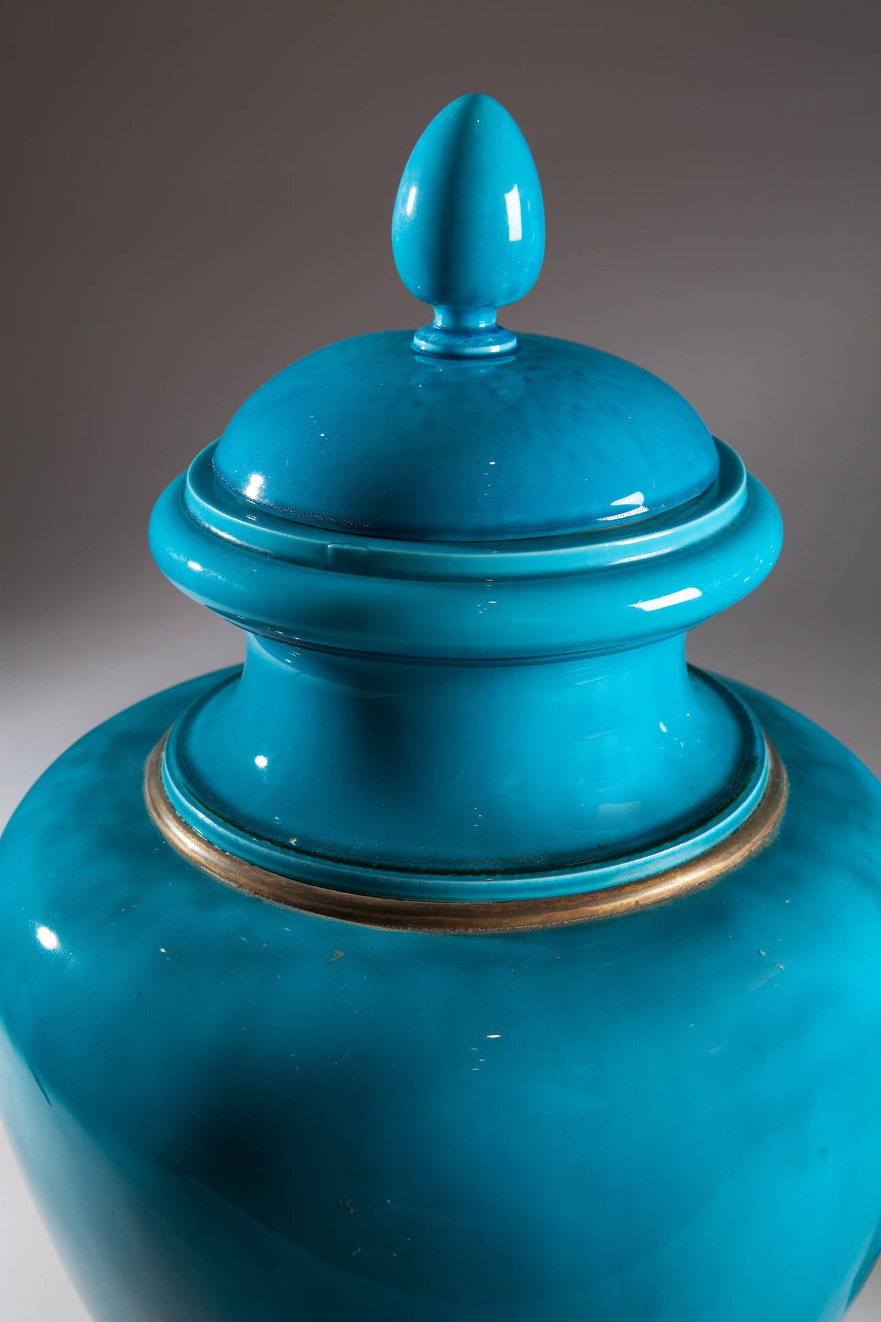 Pair of Turquoise Vases with Covers by Sèvres at 1stDibs