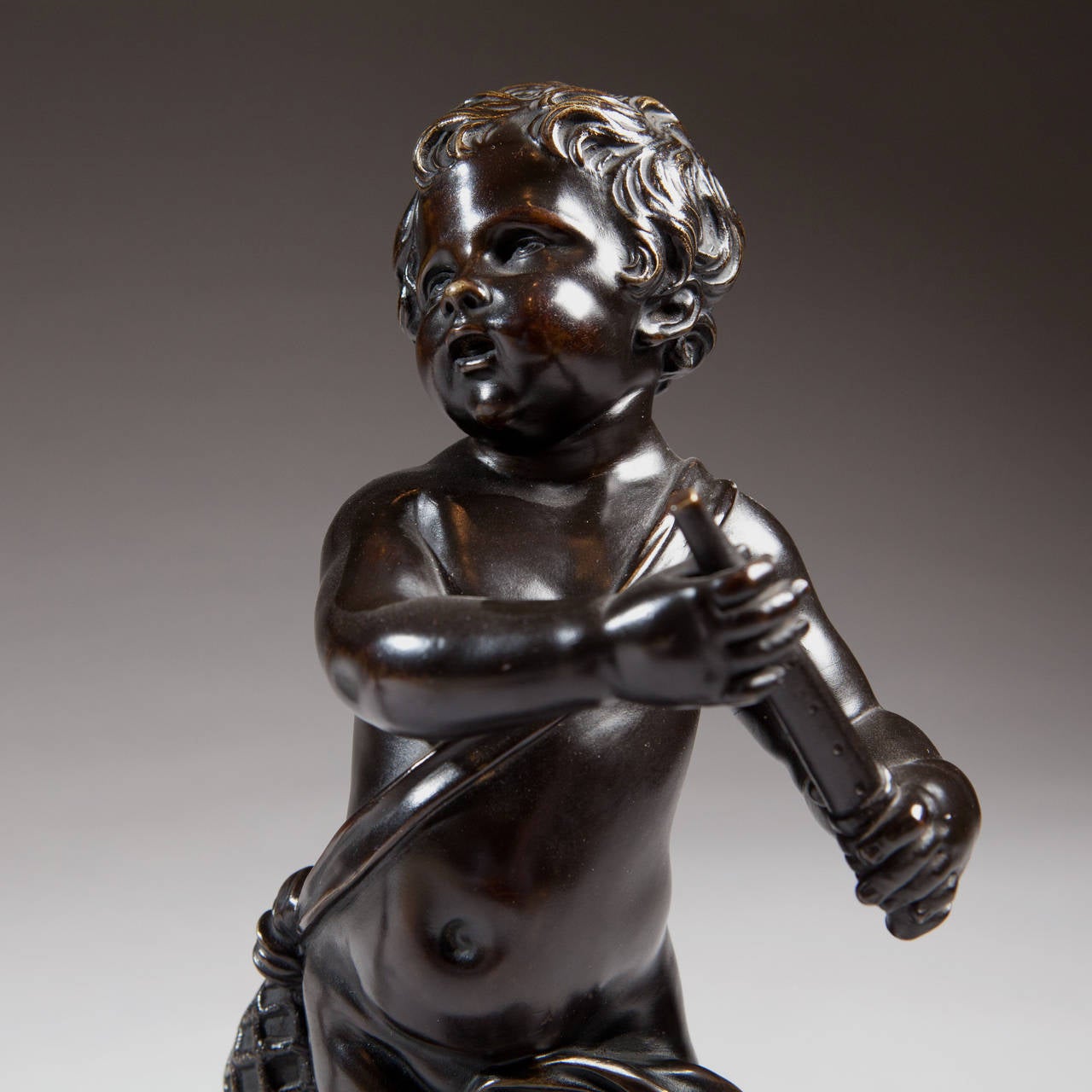Pair of Bronze Cherubs on Marble Bases In Excellent Condition For Sale In London, by appointment only