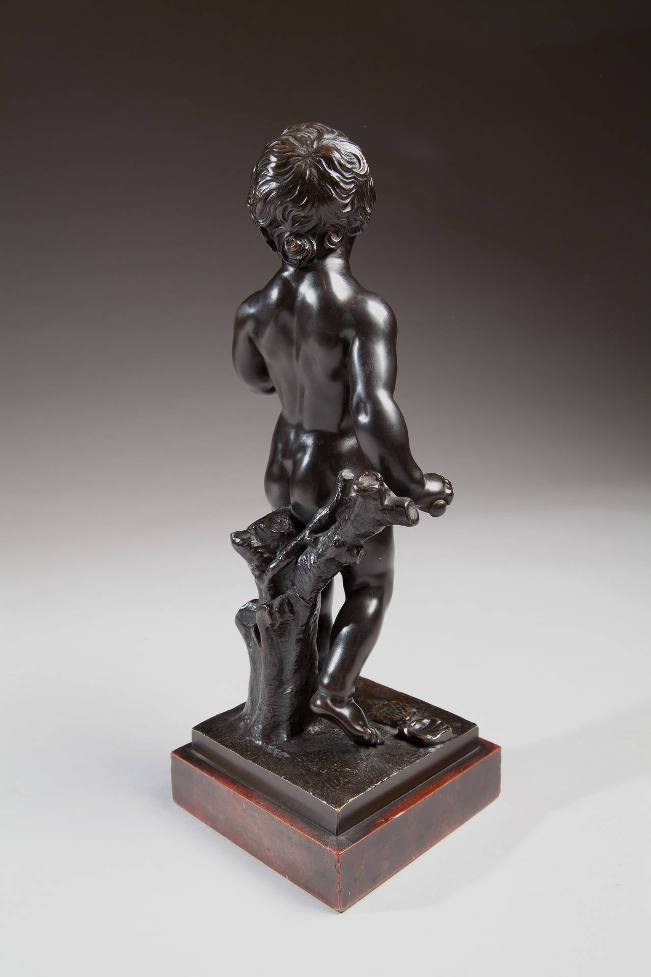 Pair of Bronze Cherubs on Marble Bases For Sale 3