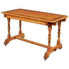 Antique Arts & Crafts Satinwood Writing Table by Marsh and Jones
