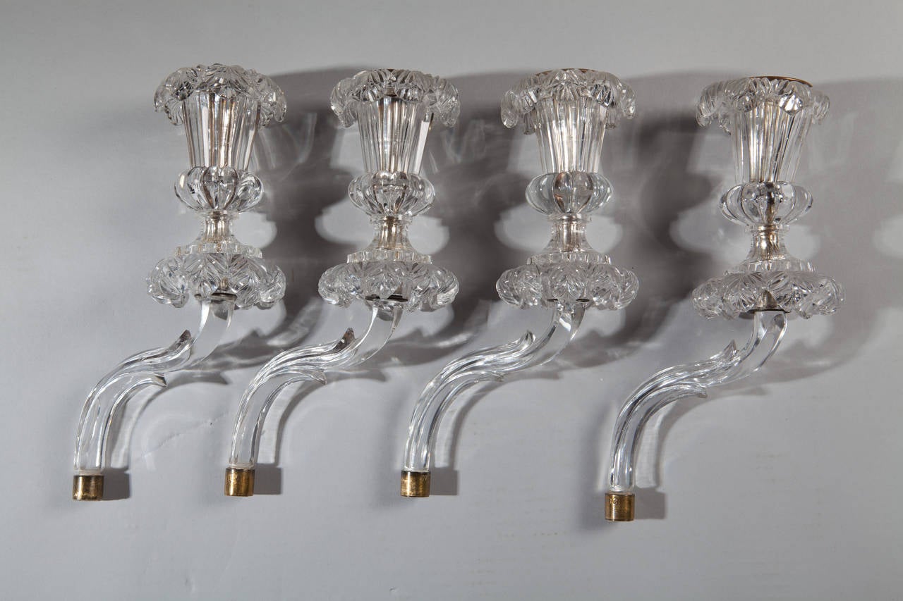 Rare Pair of Regency Cut Glass Two-Light Candelabra 4
