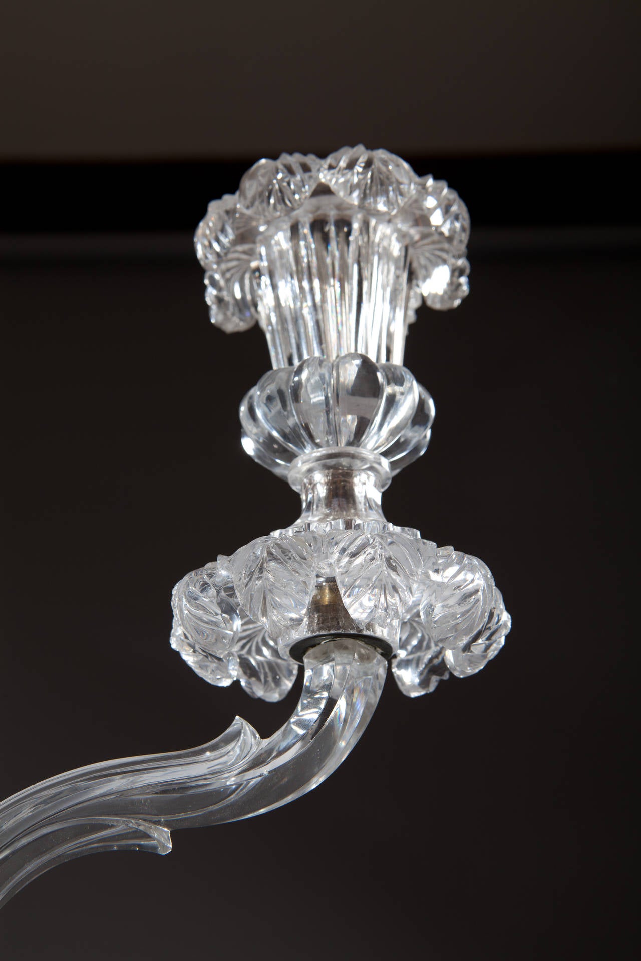 English Rare Pair of Regency Cut Glass Two-Light Candelabra