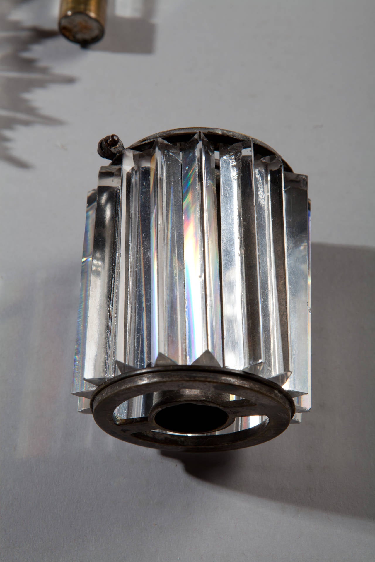 Rare Pair of Regency Cut Glass Two-Light Candelabra 3
