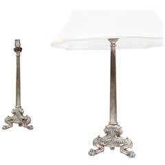 Pair of Silver Plated Column Lamps