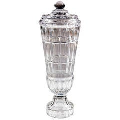 A very large scale Val Saint Lambert clear glass vase and cover