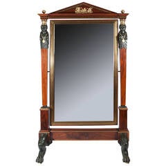 Antique Empire Period Full Length Dressing Mirror