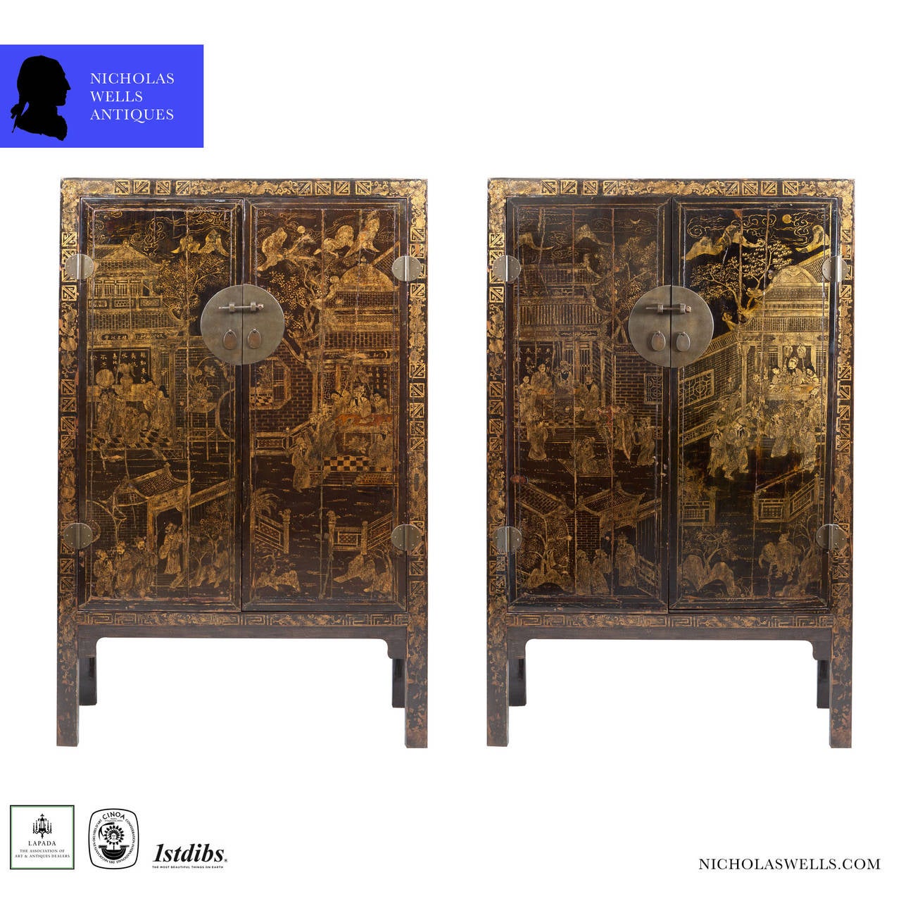 Pair of Large-Scale Late 19th Century Chinese Lacquer Cabinets 2