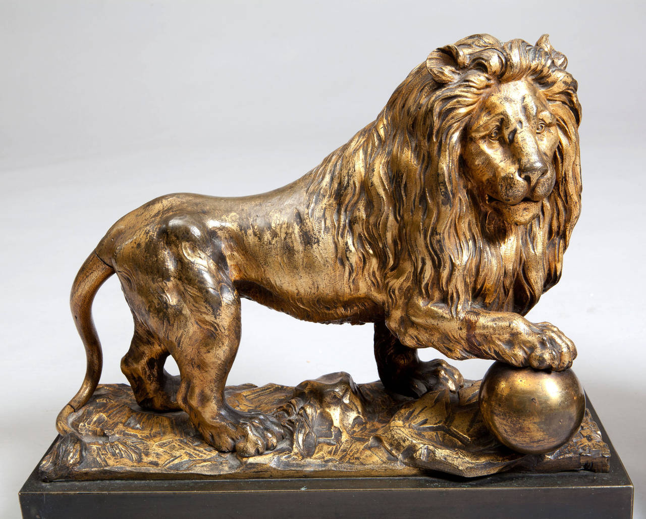 French Pair of Gilt Bronze Medici Lions