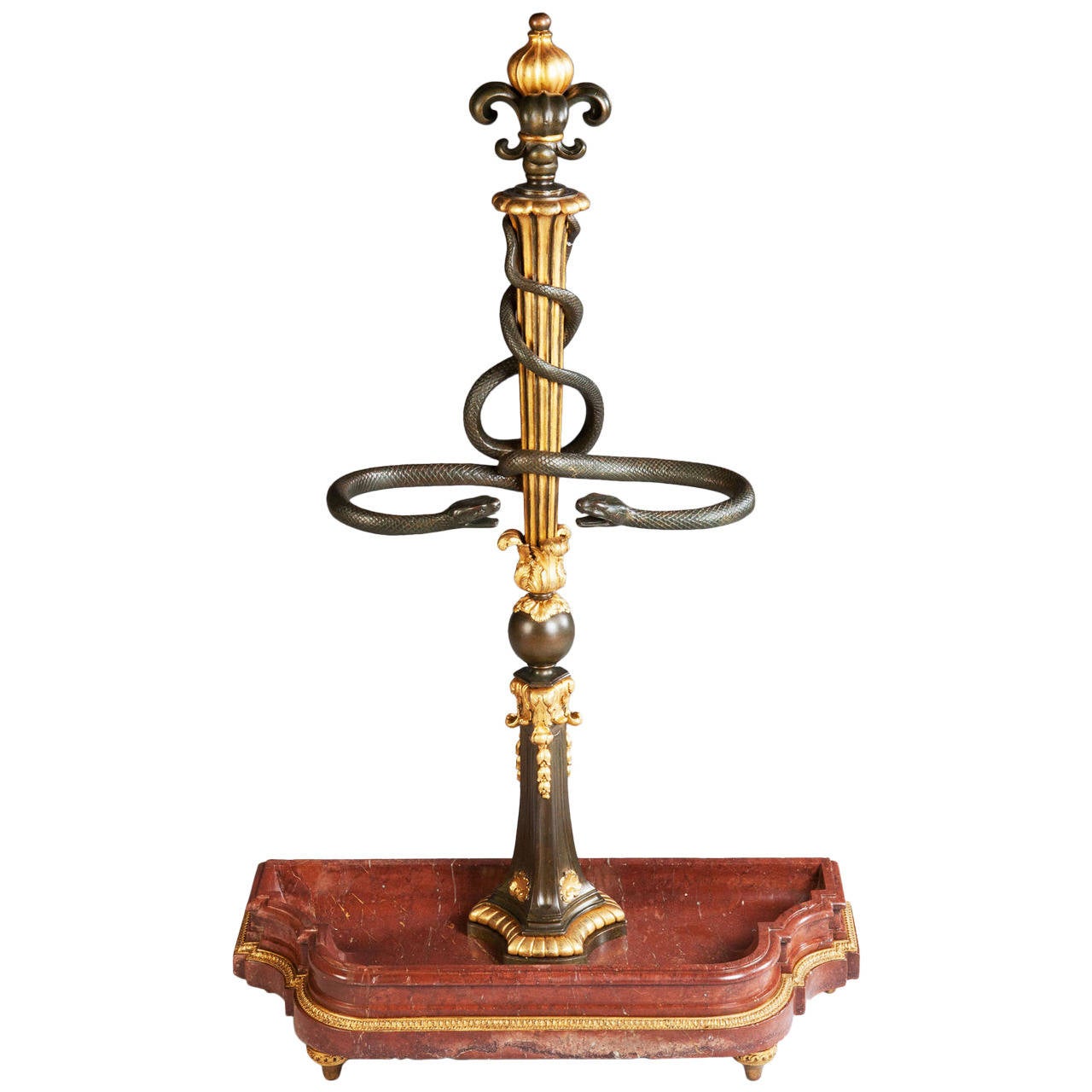 Bronze and Marble Hall Stand or Umbrella Stand