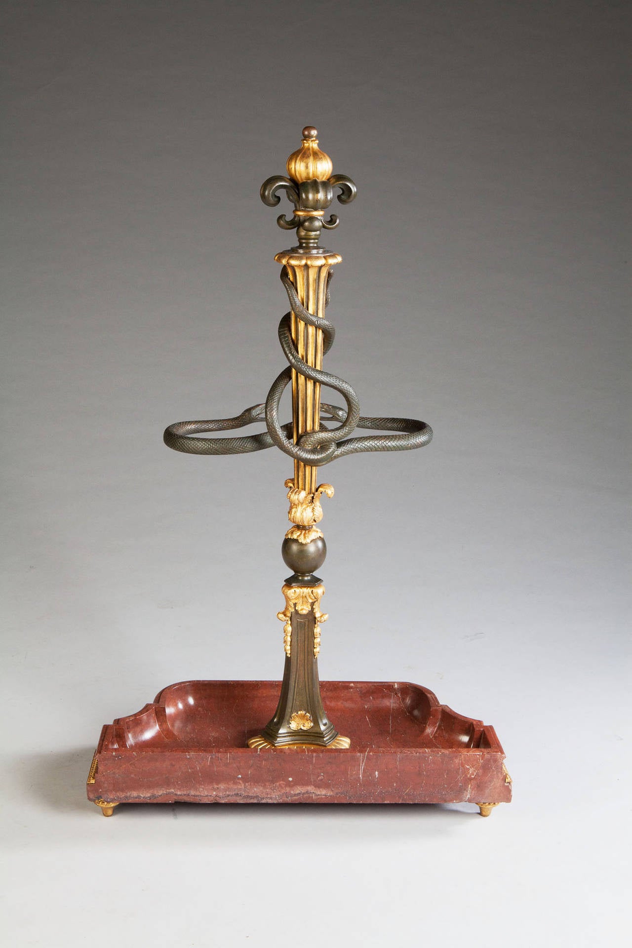 19th Century Bronze and Marble Hall Stand or Umbrella Stand