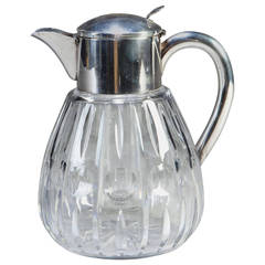 Large Scale Edwardian Cut-Glass and Silver Plate Lemonade Jug