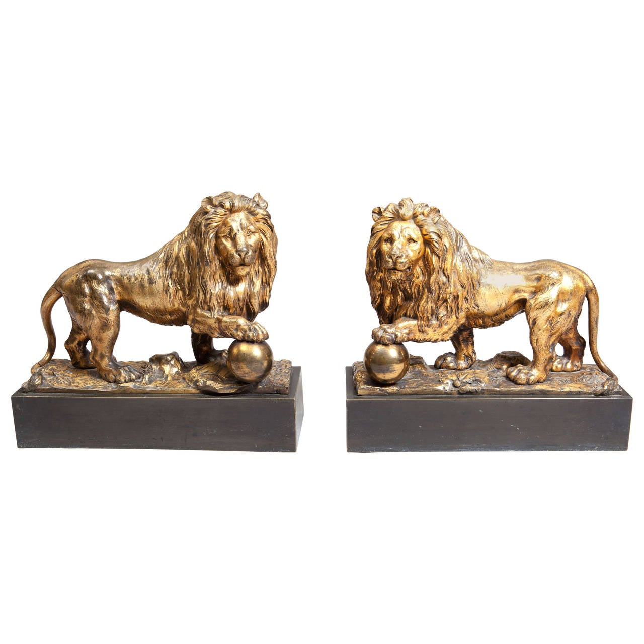 Pair of Gilt Bronze Medici Lions at 1stdibs