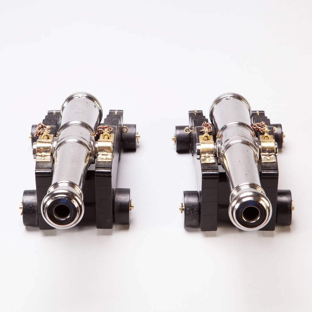 Pair Of Polished Steel 9 Pound Model Cannon