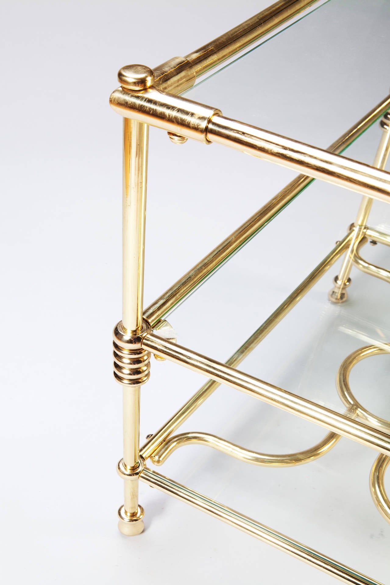 French Fine Polished Brass Three-Tiered Etagere Side/Cocktail Table For Sale