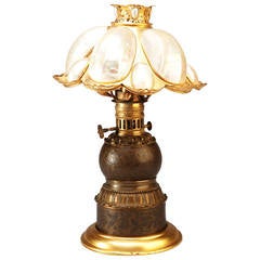 A 19th Century Mother of Pearl mounted bronze lamp