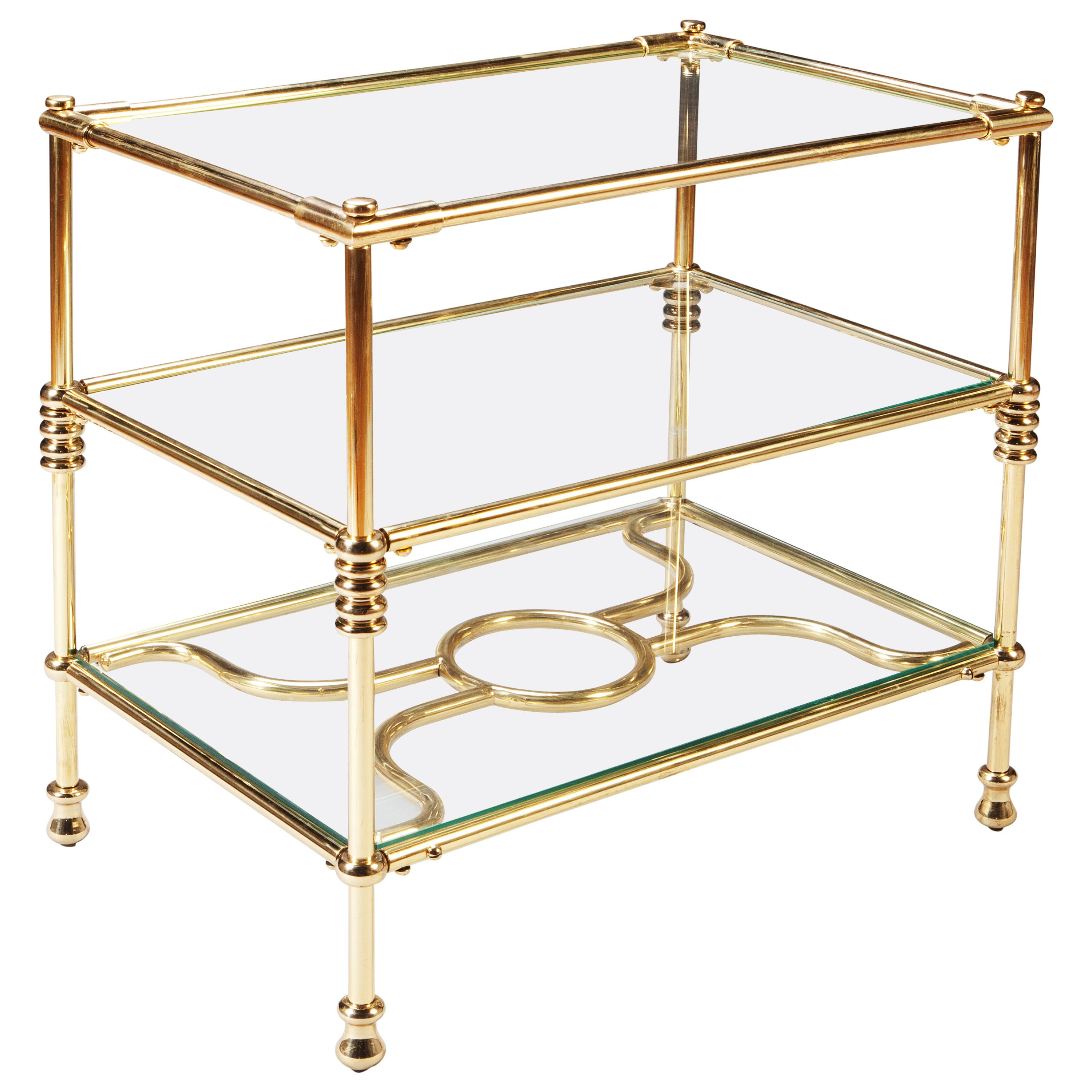 Fine Polished Brass Three-Tiered Etagere Side/Cocktail Table
