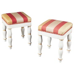 Pair of Directoire 19th Century Painted Stools