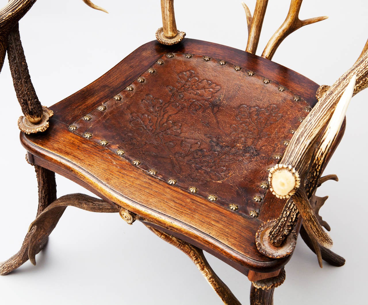 Rustic Red Stag and Fallow Deer Antler Armchair Chair For Sale at 1stdibs