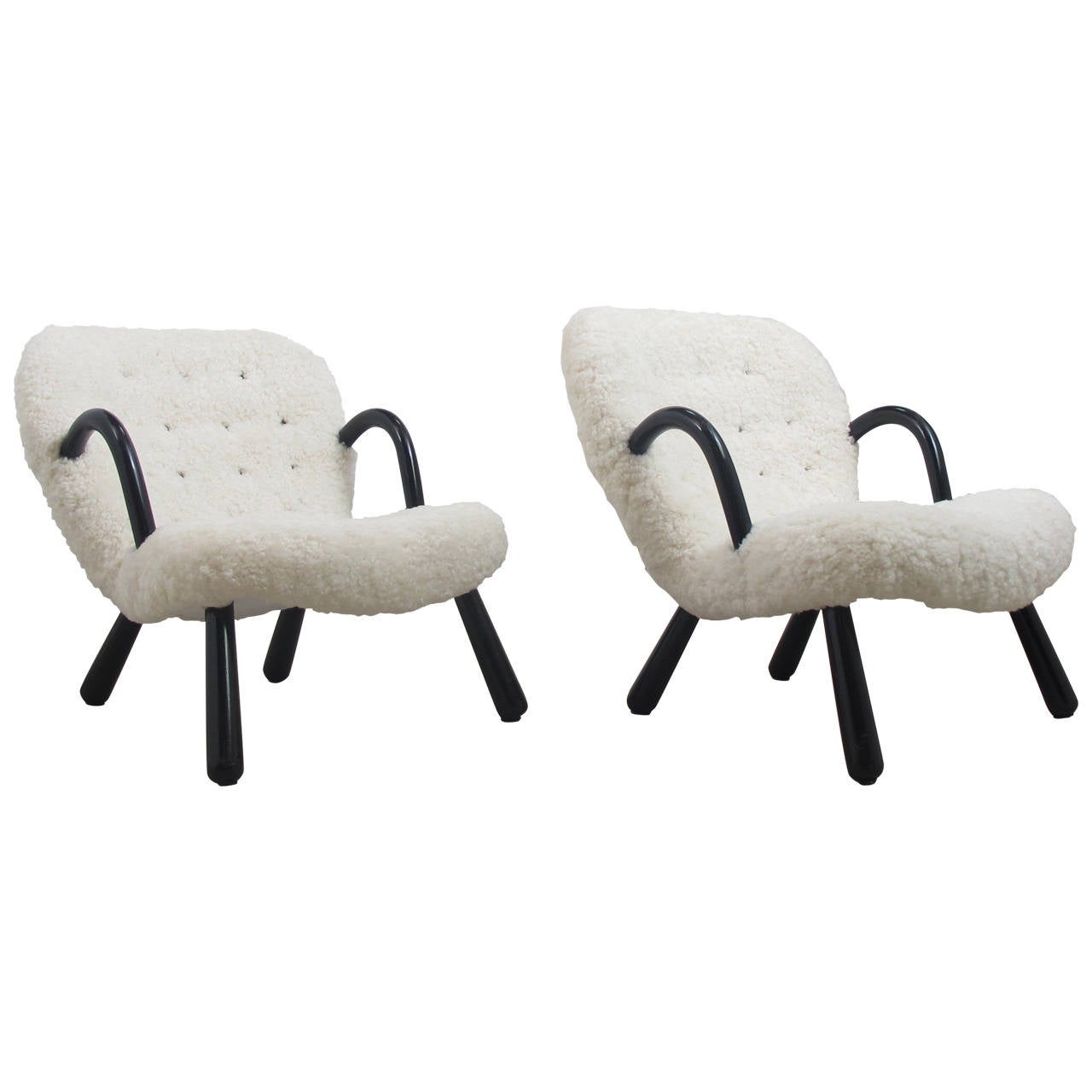 Pair of "Clam Chairs" by Philip Arctander, Denmark, 1940s at 1stDibs