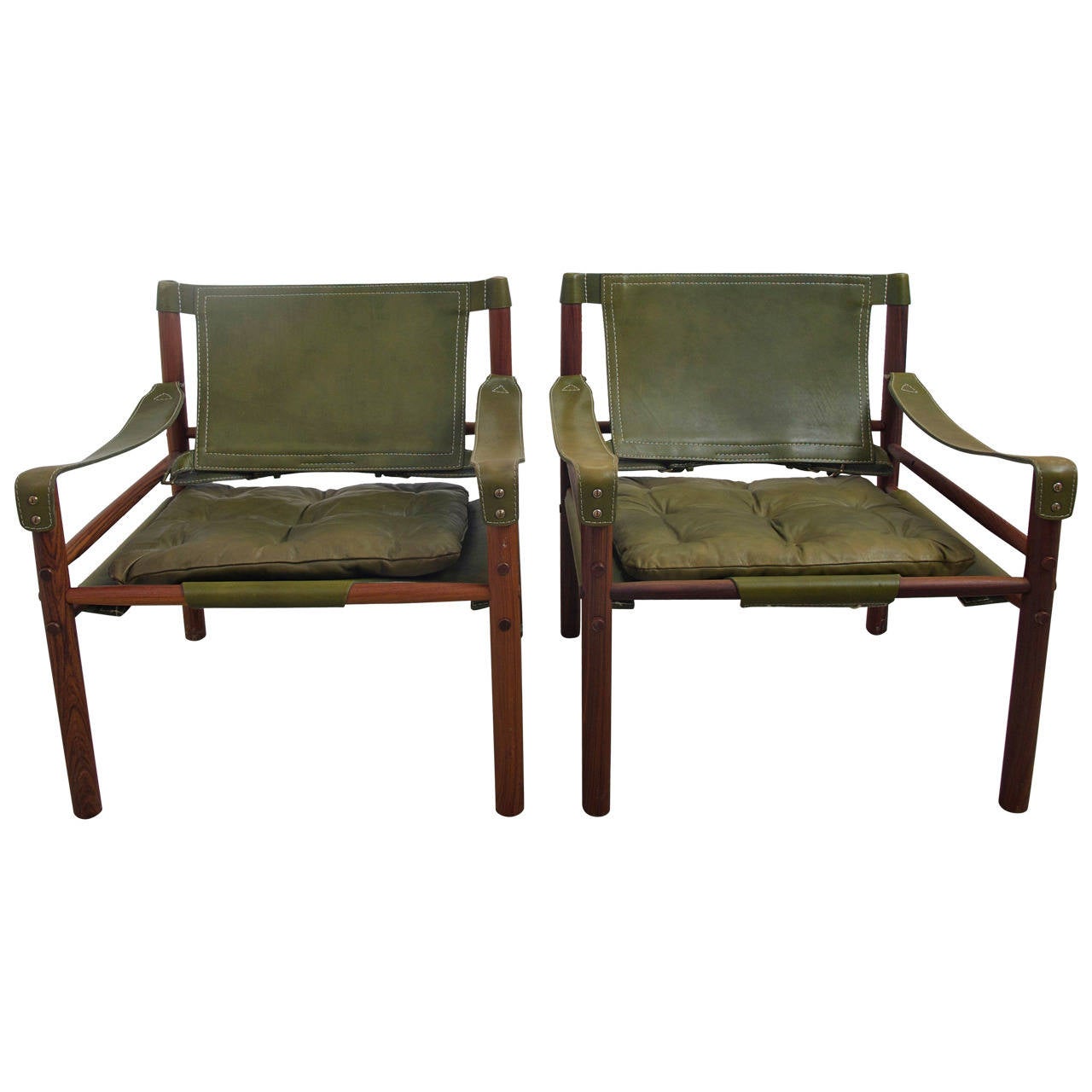 Arne Norell Rosewood and Leather "Sirocco" Safari Chairs