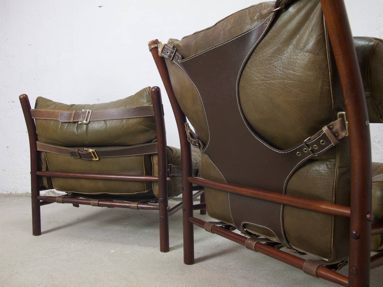 Scandinavian Modern Arne Norell Easy Chairs, Model Kontiki + Inca