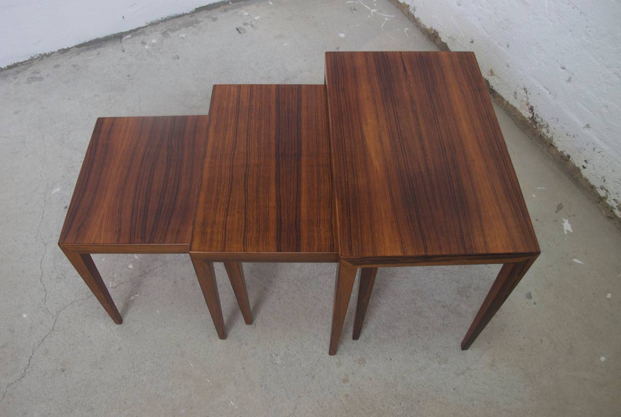 Severin Hansen Nesting Rosewood Tables In Excellent Condition For Sale In Stockholm, SE