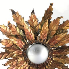 Spanish Gilt Crown Ceiling Light, 1950s