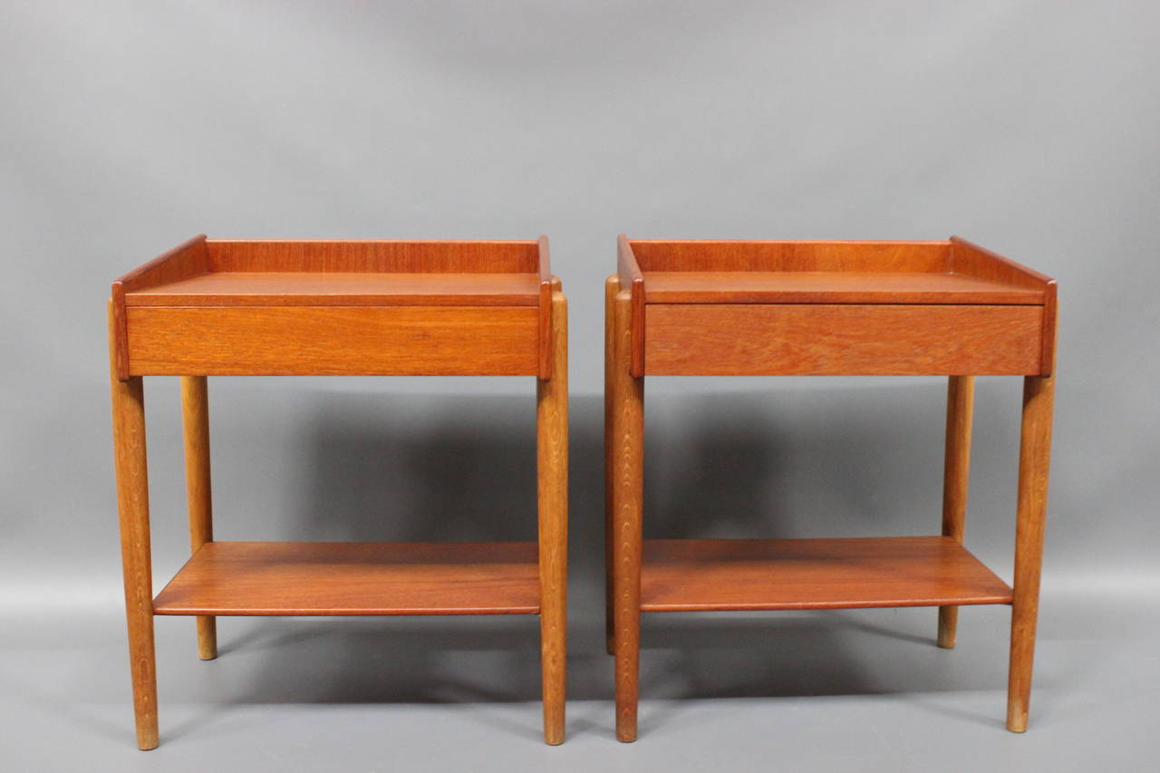 Bedside Tables by Børge Mogensen in Teak and Oak, 1960s