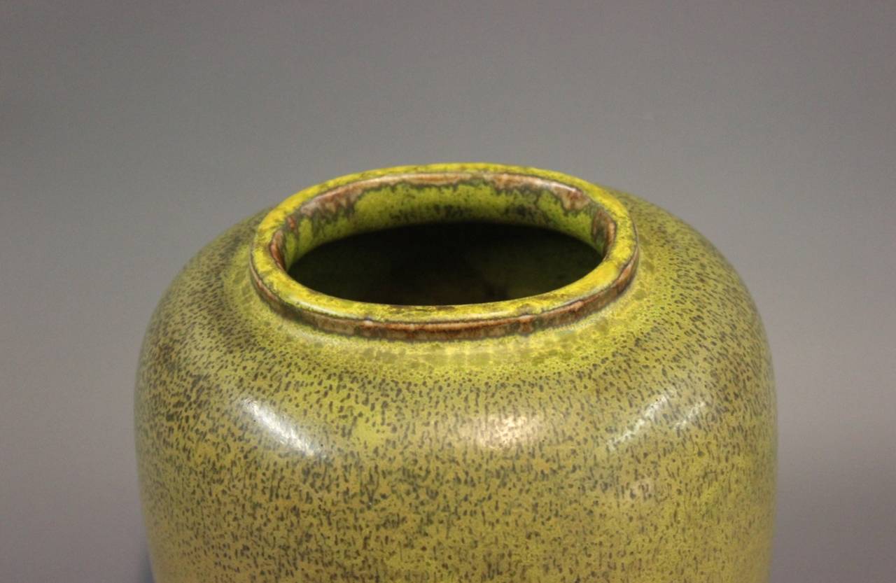 Royal Copenhagen stoneware design number 20362 by Nils Thorsson.
The vase is in Solfatara glaze. In very good condition from circa 1950s