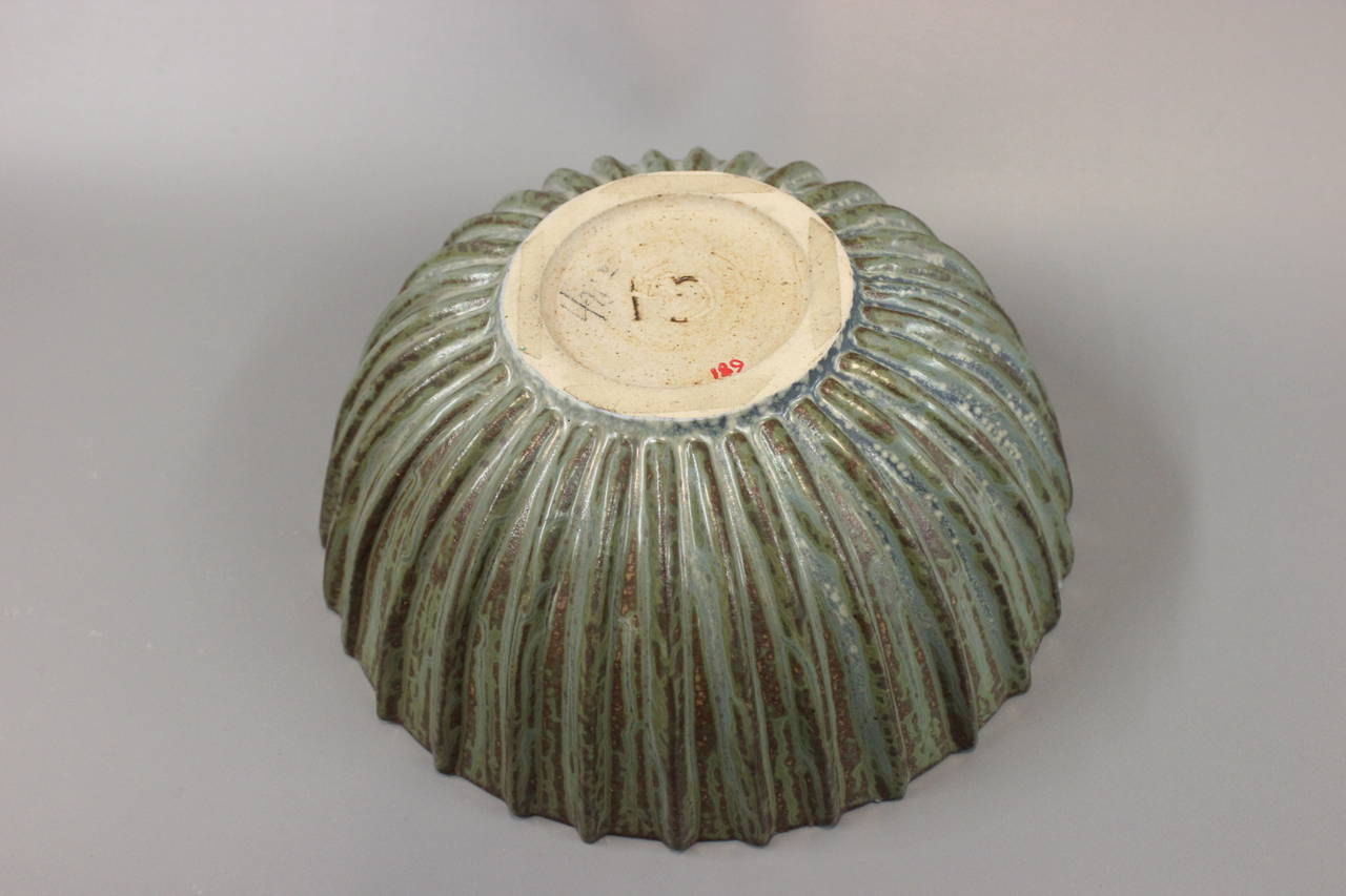 Arne Bang Stoneware Ribbed Bowl with Monogram 