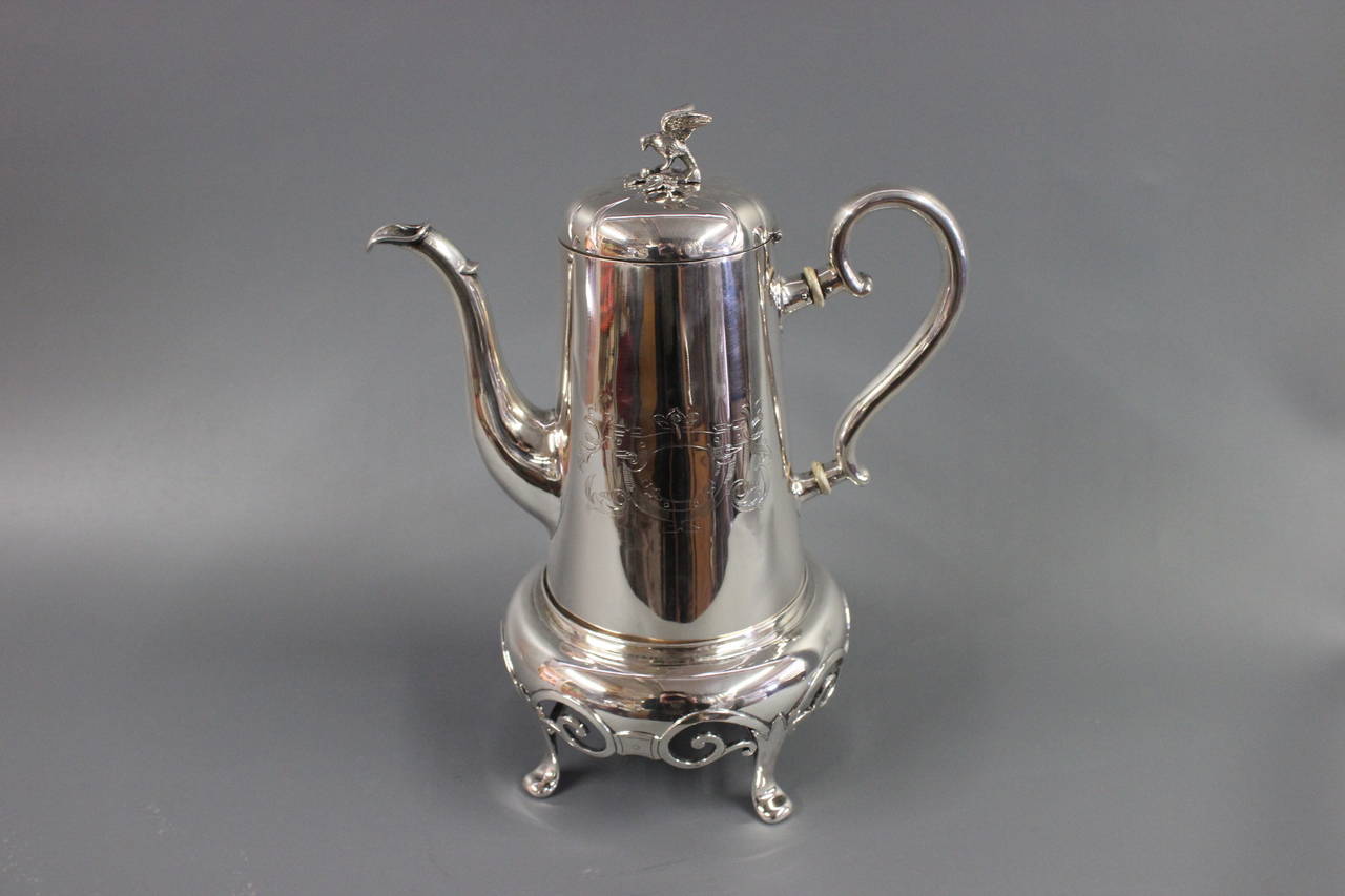 Anton Michelsen Unique Coffee Pot in Real Three Tower Silver, c. 1854 3