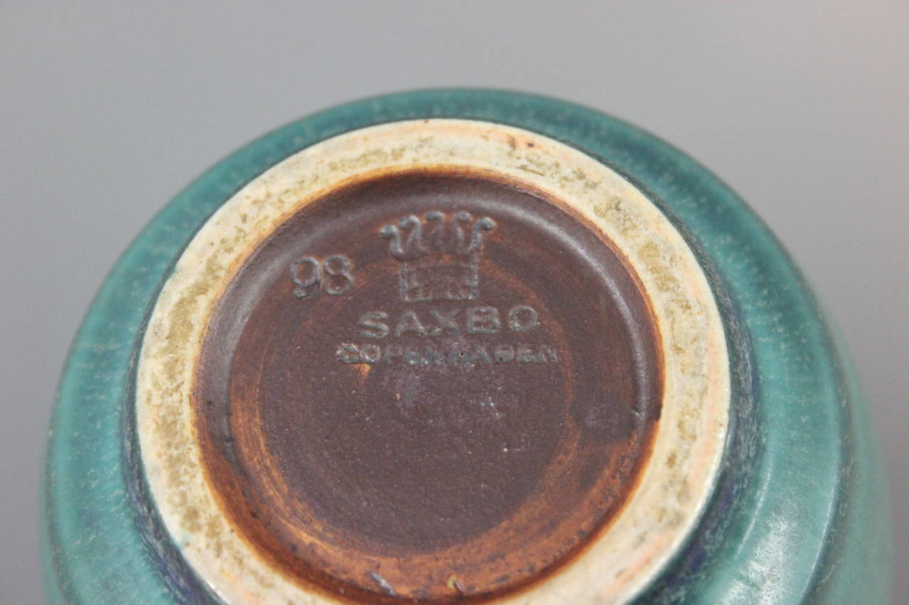 Glazed Saxbo Vase of Stoneware with Monogram and No. 98, c. 1950