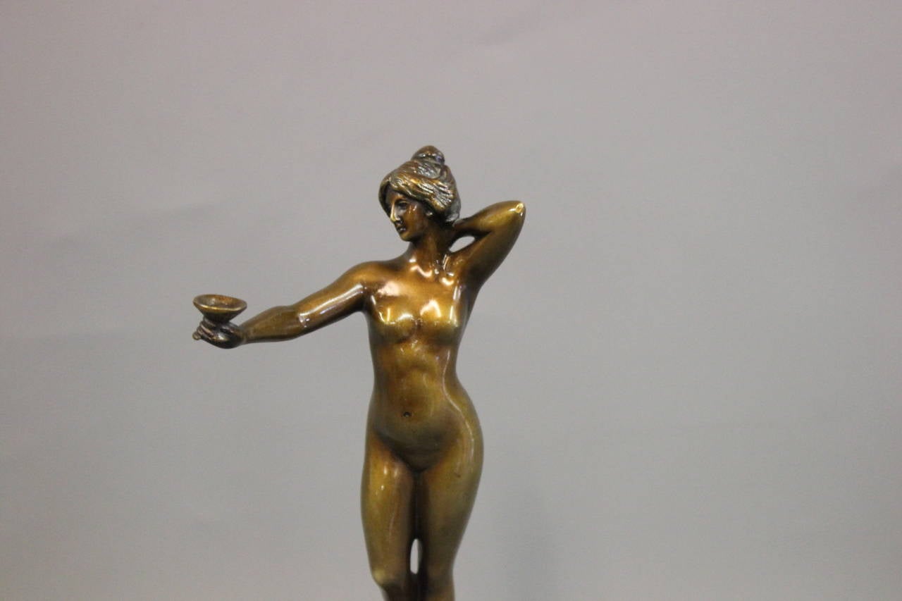 Figure en bronze de Rudolf Kuchler sur socle en marbre:: XIXe siècle Bon état à Lejre, DK