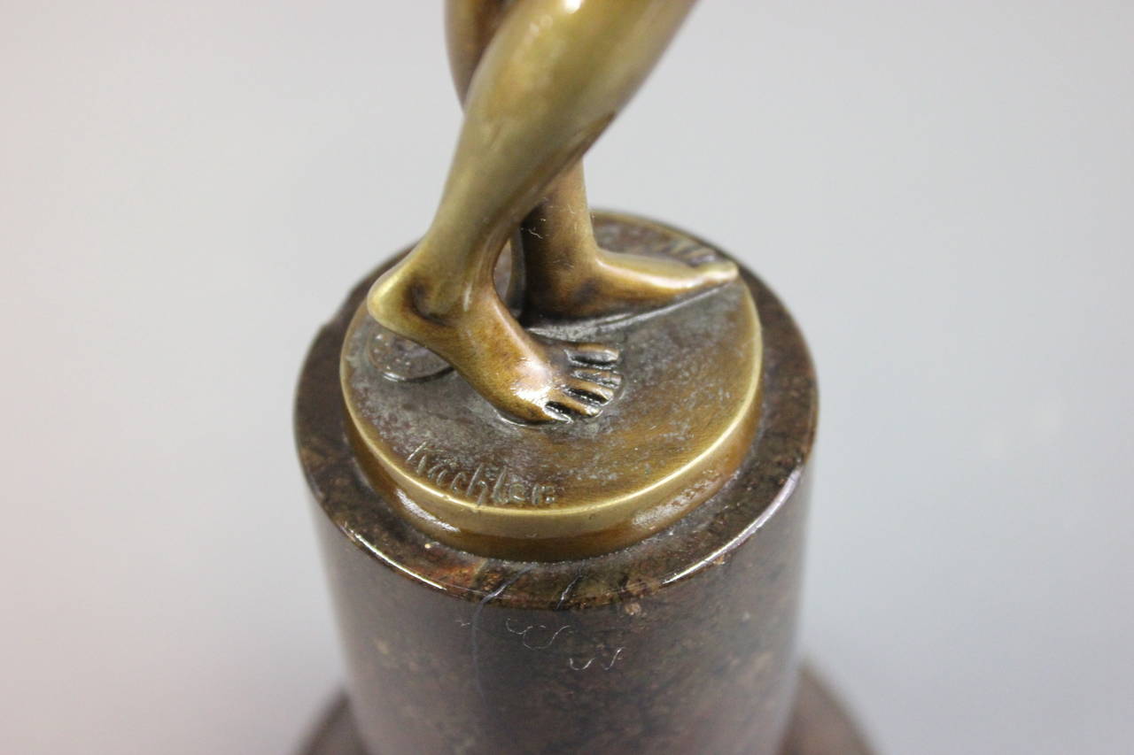 Bronze Figure en bronze de Rudolf Kuchler sur socle en marbre:: XIXe siècle