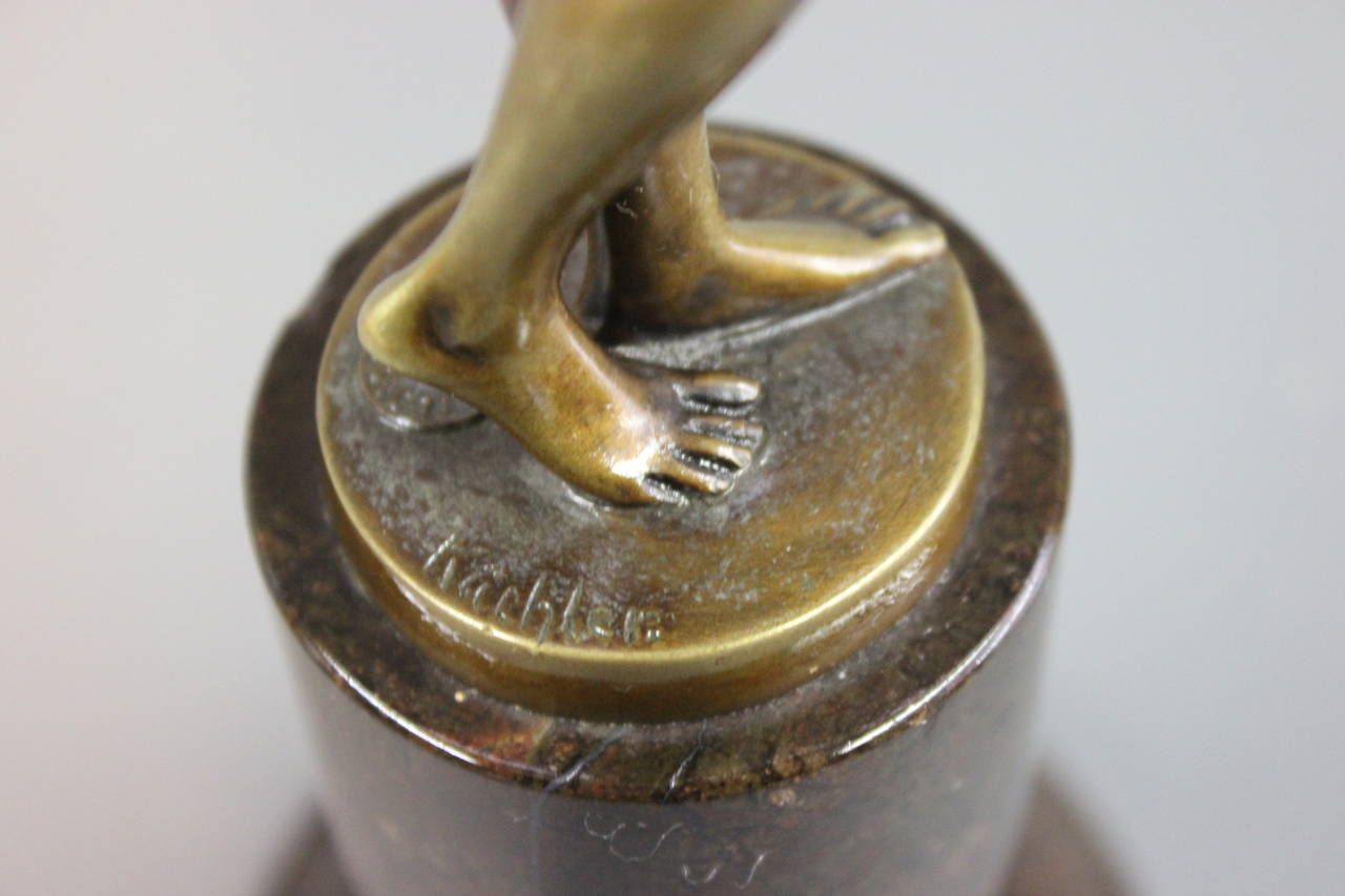 Figure en bronze de Rudolf Kuchler sur socle en marbre:: XIXe siècle 1