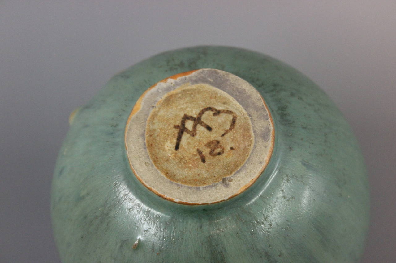 Glazed Turquoise Ceramic Vase, No. 18 by Arne Bang