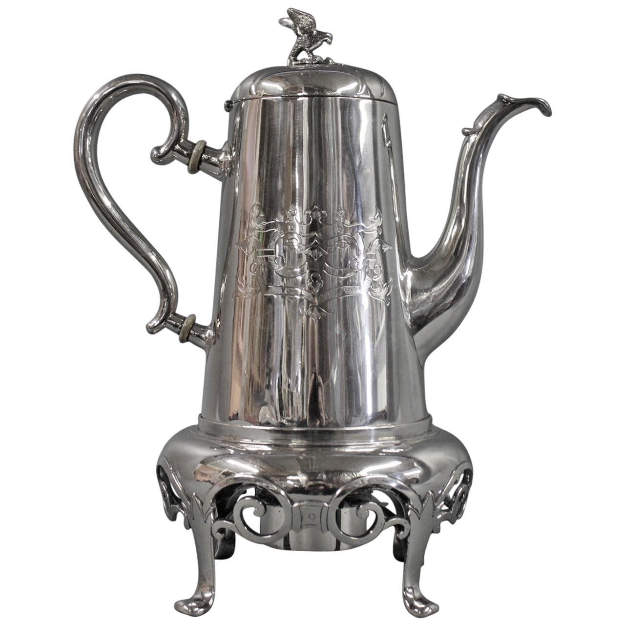 Anton Michelsen Unique Coffee Pot in Real Three Tower Silver, c. 1854