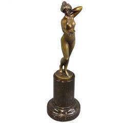 Rudolf Kuchler Bronze Figure on Marble Pedestal, 19th Century