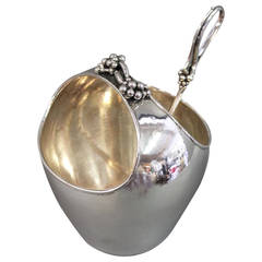 Silver Ice Bowl with Spoon, Stamped 835s, c. 1940
