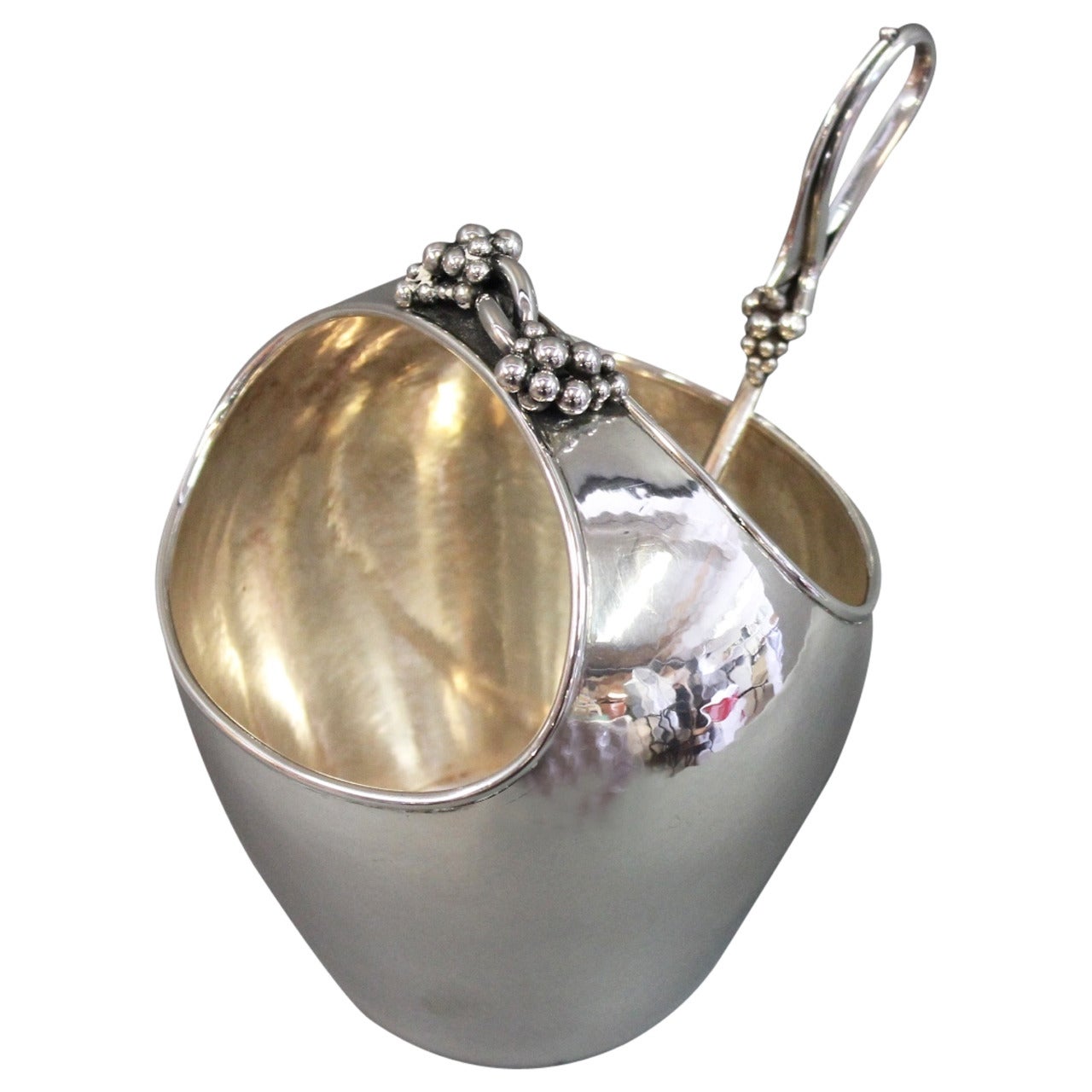 Silver Ice Bowl with Spoon, Stamped 835s, c. 1940