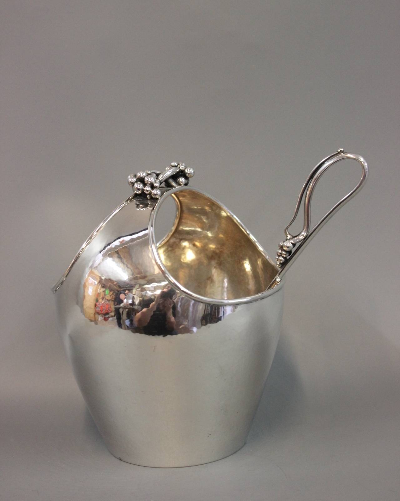 Scandinavian Modern Silver Ice Bowl with Spoon, Stamped 835s, c. 1940